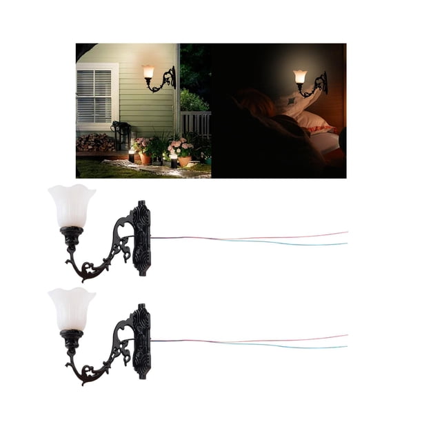 2 candelabros de pared LED para casa de muñecas, Mini farola en miniatura, modelo de construcción, mesa de arena, decoración de simulación, Mini lámpa estilo F Hugo Lámparas de pared