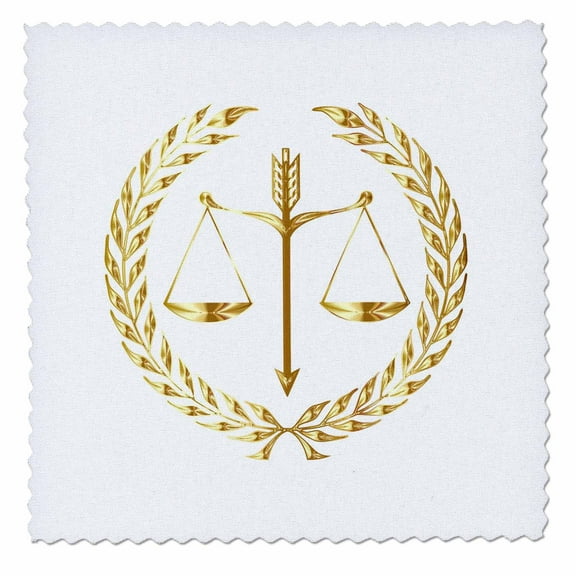 3dRose, Image of Scales Of Justice In Shiny Gold, 8x8 inch quilt square