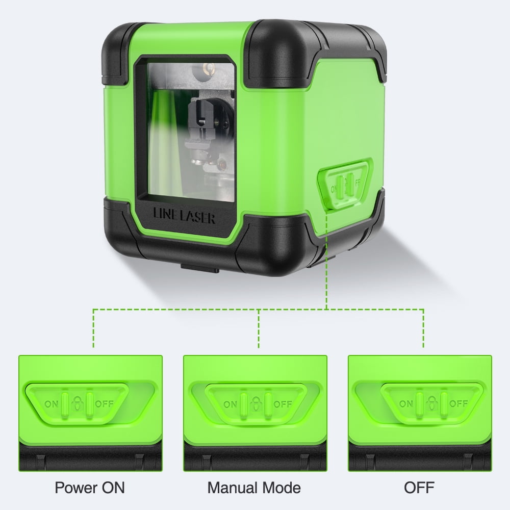 Self-Leveling Laser Level, 98Ft Green Beam Cross Line Laser Level Tools for Picture Hanging and DIY Application with AA Battery