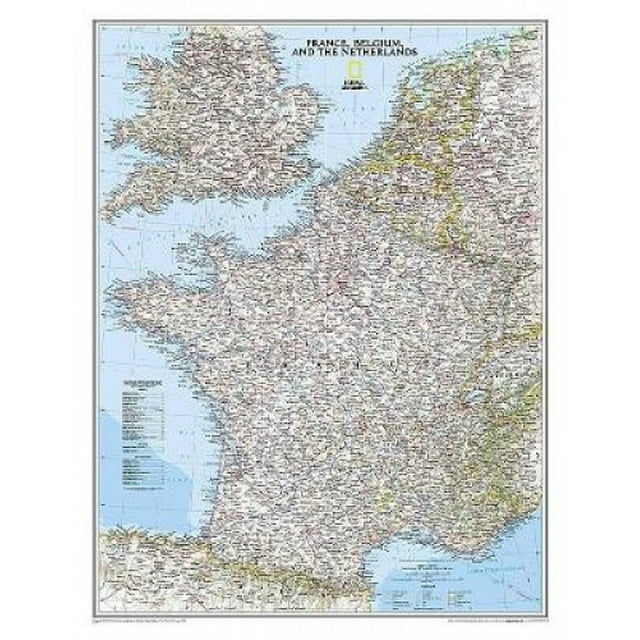 France, Belgique et Pays-Bas Classique, Laminé: Cartes Murales Pays & Régions