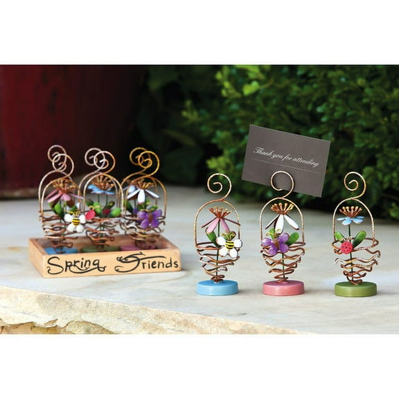 Awesome Blossoms, 9 pc set, Metal Flower Cardholder with wooden tray