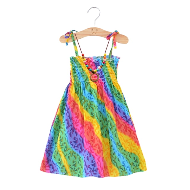 Qudderr Robe d'Été 1-10T pour Fille Robe de Plage Dos Nu pour Enfants Robe Décontractée Cami Hawaïenne de Vacances pour Filles