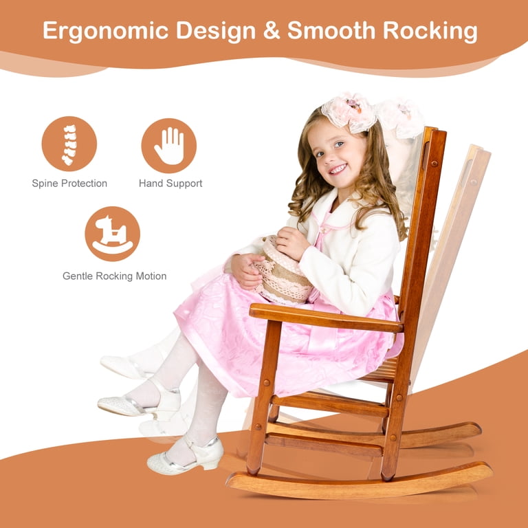 Ktaxon Wooden Rocking Chair for Kids Ages 3-6, Durable High