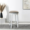 thumbnail image 6 of AGODY Bar Stools Set of 2, 26" Counter Height, 360° Swivel Wooden Barstool with Fabric Upholstered Seat, WHITE Finish, Stylish Accent for Kitchen, Dining, and Living Room, 6 of 9