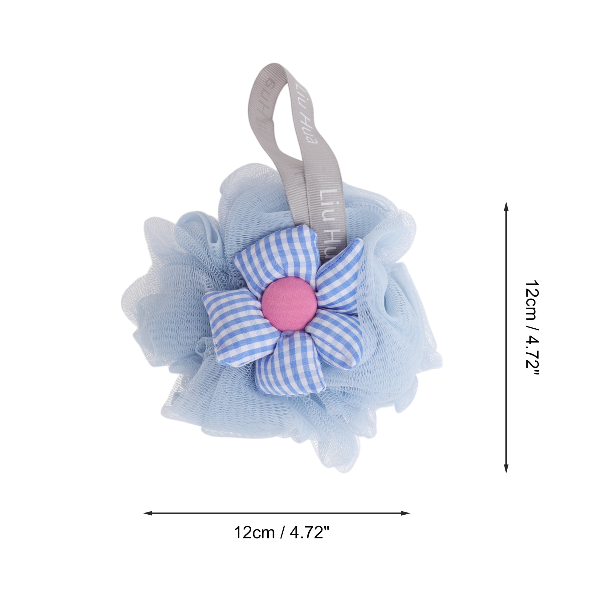 Unique Bargains 1pc Plaid Sunflower Bath Shower Loofah Sponge Blue