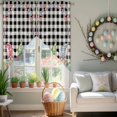 thumbnail image 3 of Happy Easter Swag Valance Curtains Watercolor Gnomes Colorful Eggs Floral Greenery Black Plaid Rod Pocket Swag Curtains Small Window Treatments for Kitchen Bathroom Bedroom 36" W x 36" L, 2 Panels, 3 of 9