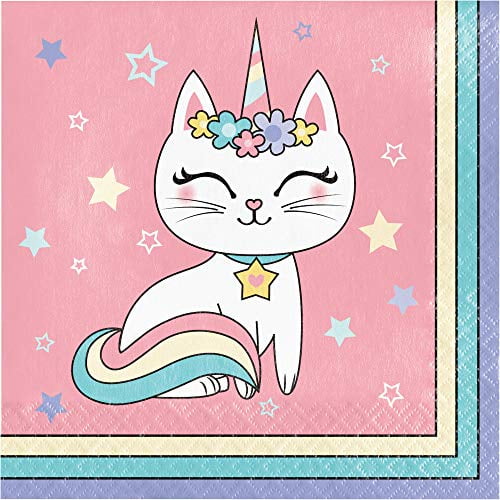 kitty cat unicorn girls birthday party supplies pack includes plates napkins and decorations for 24 walmart com
