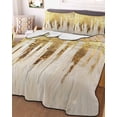 thumbnail image 2 of Abstract Gold Summer Quilt Set Twin Size, Soft Microfiber Quilted Bedding Set with 2 Pillow Shams, Modern Brush Luxury Strokes Artwork Lightweight All Season Bedspread Coverlet for Bedroom 68"x86", 2 of 6