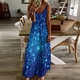 thumbnail image 4 of Vivid Blue Galaxy Sparkle Stars Sleeveless Dress Elegant gowns women's fashion dresses dresses for special events, 4 of 6