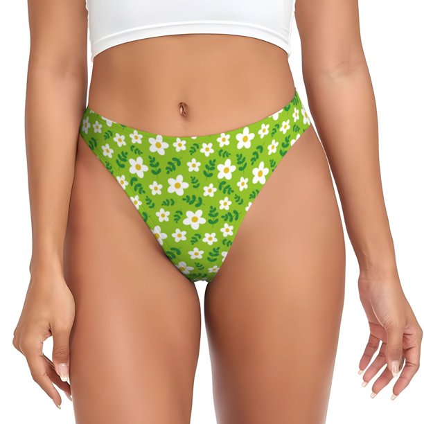 Balery Daisies Flowers Tangas de Algodón para Mujer con Estampado – Ropa Interior Sexy, Transpirable, G-string-Small