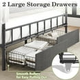 thumbnail image 4 of Sesslife Queen Canopy Bed Frame with Upholstered Headboard, 2 In 1 Metal Platform Bed with 2 Storage Drawers, Canopy Bed Curtain Not Included, Large Under Bed Space, No Box Spring Needed, Gray+Black, 4 of 12