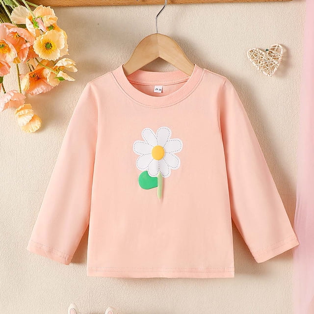 RXIRUCGD Nouveau T-shirt à Manches Longues et Col Rond Imprimé Mignon pour Enfants (Rose, Taille : 6 Ans)