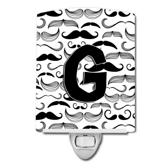 Caroline's Treasures CJ2009-GCNL Letter G Moustache Initial Ceramic Night Light, 6x4x3", multicolor