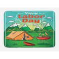 thumbnail image 1 of Labour Day Bath Mat, Cartoon Illustration of a Mountainous Landscape Barbecue Happy Camper, Plush Bathroom Decor Mat with Non Slip Backing, 29.5" X 17.5", Fern Green Multicolor, by Ambesonne, 1 of 2