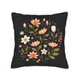 thumbnail image 4 of Elegant Floral Throw Pillow Covers Set of 2 - 18x18in Decorative Cushion Cases for Couch Bed Car - Black Background with Peach White & Green Flowers in Circular Design, 4 of 8