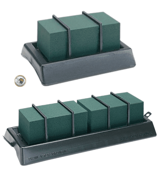 Casket Saddle Flower Display with Reservoir and Brackets, Double Size 21" x 8", with Non-Slip Rubber Feet, Foam Not Included (Green Double)