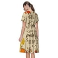 thumbnail image 2 of Horeoi Thanksgiving With A Grateful Heart Print Women's Short Sleeve Dress Breathable Polyester-Spandex All-Over Print A-Line Side Pockets Elastic Waist, 2 of 6