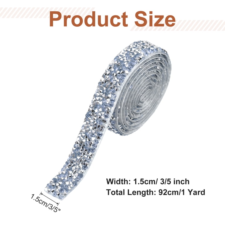 Uxcell Crystal Rhinestone Ribbon Roll 1 Yard x 0.6 inch Self