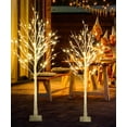 thumbnail image 2 of Lighted Tree 2 Pack, LED Birch Trees for Christmas, 5’&6’H Snowflake Artificial Christmas Trees, 5FT 6 FT PVC Christmas Tree for Home Decor Indoor Outdoor, 2 of 10