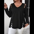 thumbnail image 4 of Blusas de Verano para Mujer con Hombros Descubiertos, Camisetas de Larga, Blusas con Diseño de Tiras Cruzadas y Aberturas Negro XXL, 4 of 7