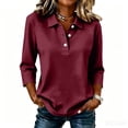 thumbnail image 2 of Trgacdwlo Polo Shirts Women Lapel Collared Button 3/4 Sleeve Blouses for Women Breathable Business Casual Blouses for Women Dressy Casual, 2 of 5