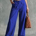 thumbnail image 5 of JUUNthy Womens Wide Leg Pants, Front Patch Pocket Button Closure High Waist Summer Pants for Daily Holiday Travel Wear Blue M, 5 of 5