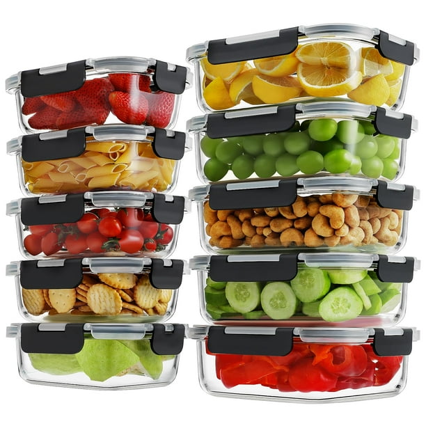 Recipientes de vidrio para preparación de comidas HOMBERKING, 20 piezas, 36 oz y 14 oz