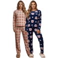 thumbnail image 1 of Set De 2 Pijamas Afelpadas Mujer Unitalla Polar Pantalón Sudadera Ropa Invierno, 1 of 5