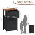 thumbnail image 3 of Eunos Nightstand with Removable Fabric Storage, 3 Drawer Small Dresser for Bedroom Hallway, Black Rustic Brown, 3 of 7
