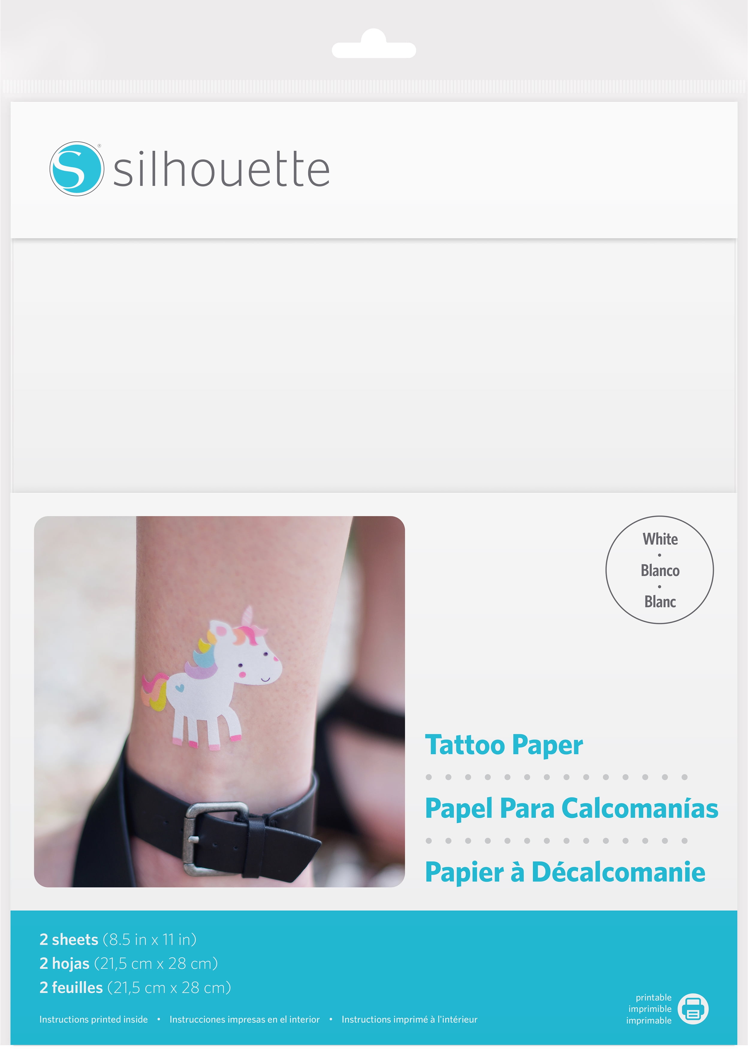 "Silhouette 8.5"X11" Temporary Tattoo Paper 2/Pkg-White" - Walmart.com