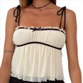 thumbnail image 1 of Blusa de Verano Sin Mangas con Hombros Descubiertos y Peplum para Mujer Crema M, 1 of 7
