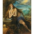 thumbnail image 2 of Jacopo Palma il Giovane 20x23 Black Ornate Framed Double Matted Museum Art Print Titled: The Penitent Magdalene, 2 of 5