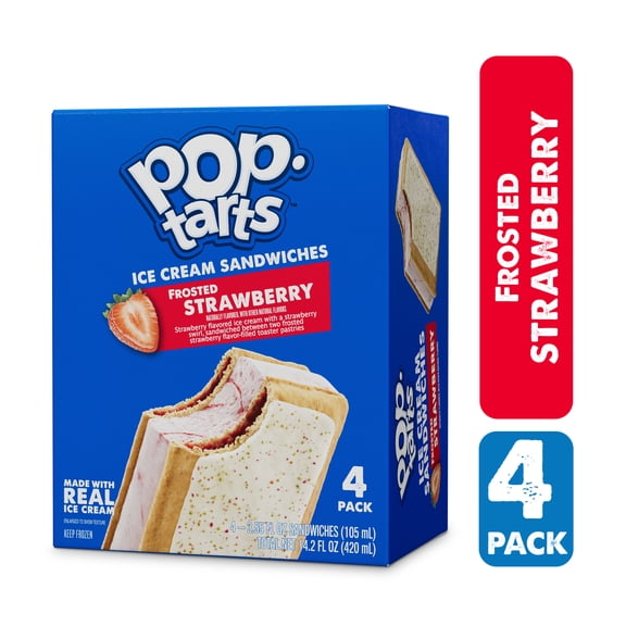 Pop-Tarts Frosted Strawberry Ice Cream Sandwiches, 3.55 fl oz, 4 pack (Frozen)