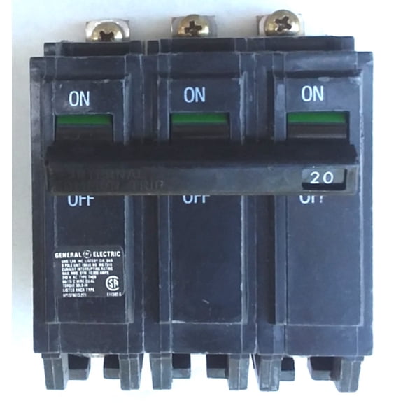 GE Industrial Solutions THQB32020 3-Pole 240 Volt 20 Amp Circuit Breaker
