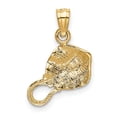 thumbnail image 3 of 14K Yellow Gold Solid Casted Open Back Diamond-cut Polished Finish Men's Stingray Charm Pendant, 3 of 3