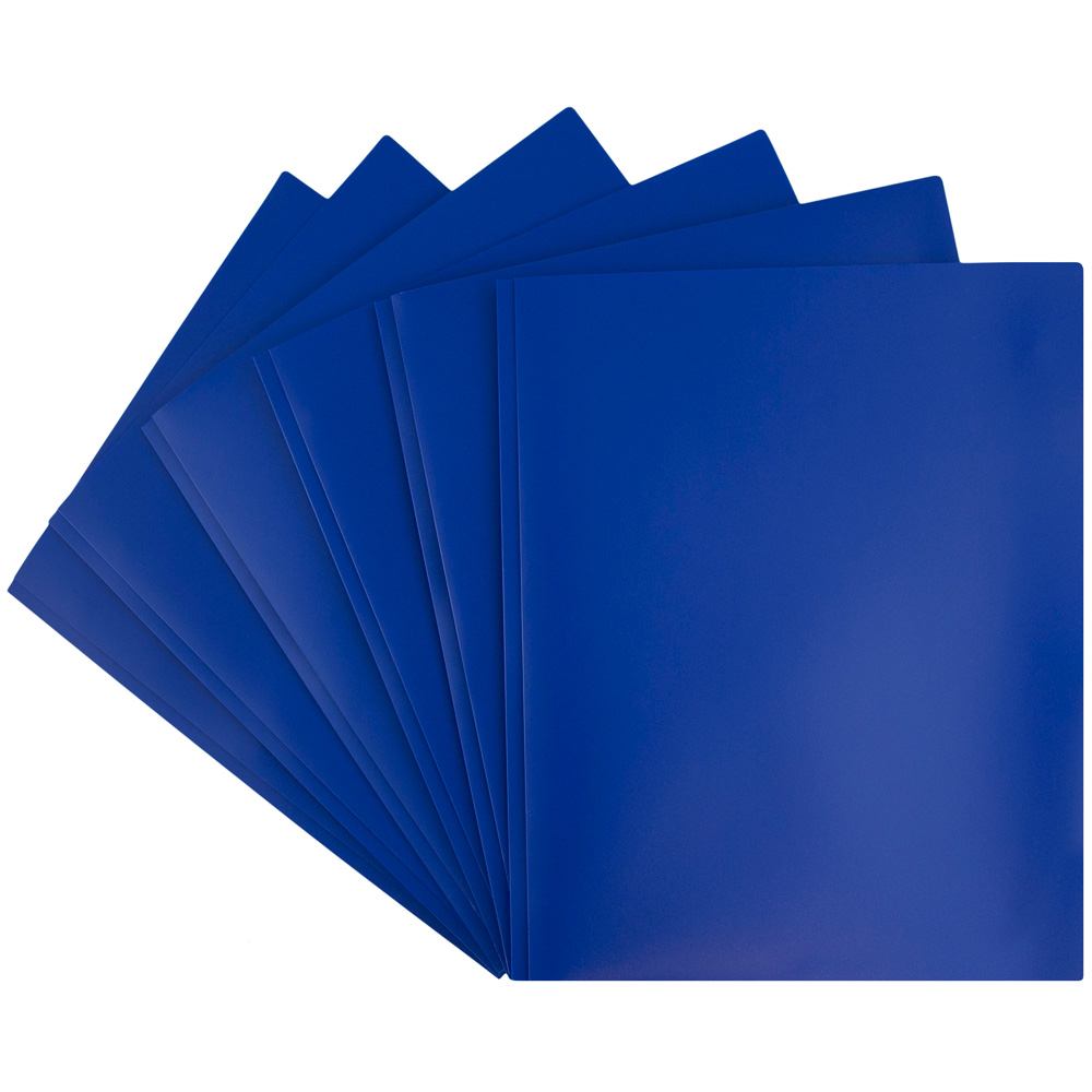 JAM Paper Medium Weight Plastic Folder with Clasps, Deep Blue, 6/Pack