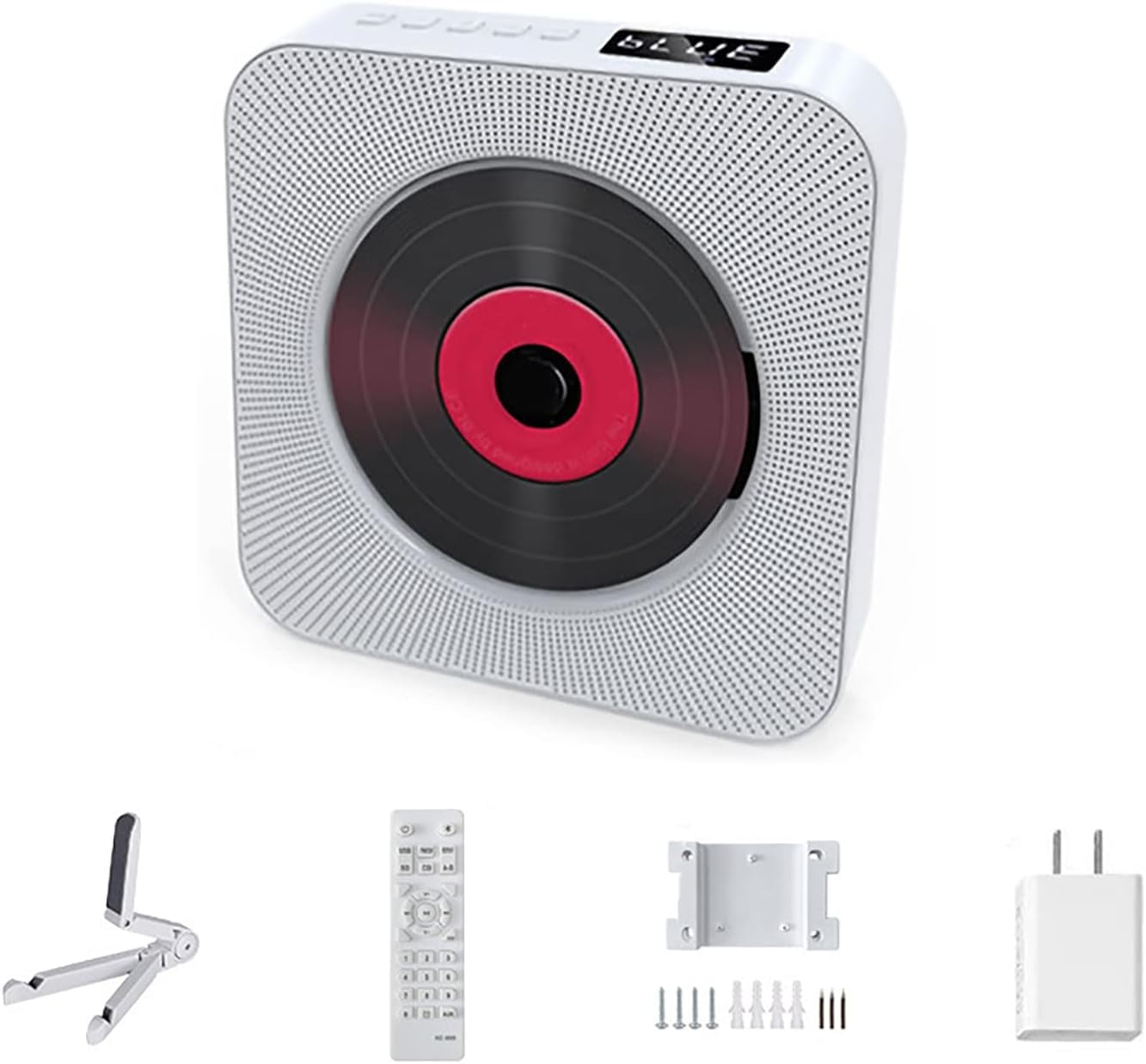 Bluetooth CD Player, Wall-Mounted Home Audio Speaker with LED Screen Display, Supports U Disk, TF Card Playback, Supports CD, CD-R, CD-RW, MP3, WMA and Other Formats