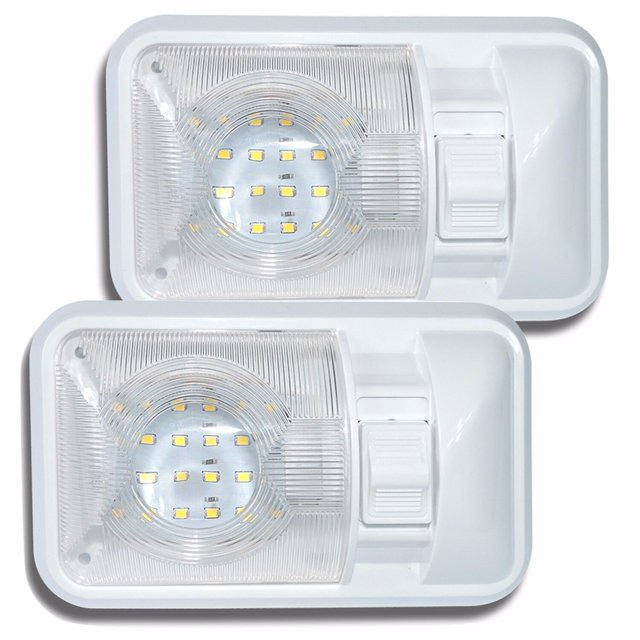 Pack de 2 luces de techo LED de 12 V para autocaravana, caravana, autocaravana