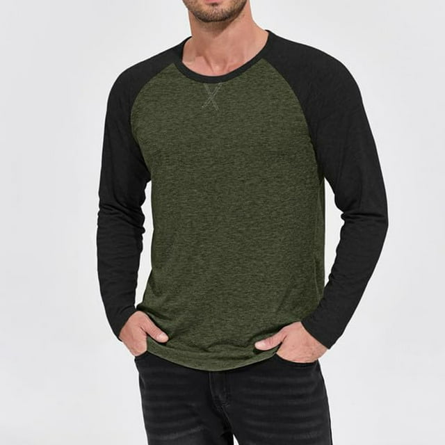 Kalauyu Chemise Raglan Homme - Style Coton Doux Sports Manches Longues Chemises de Baseball pour Hommes