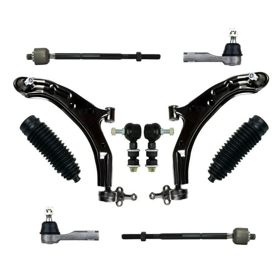 10 Pc Complete Suspension Inner & Outer Tie Rod Ends Steering Gear Bellow Lower Control Arms Front Sway Bar End Links Fits select: 2000-2006 NISSAN SENTRA