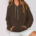 thumbnail image 4 of OWUUcdse Womens Hoodies with Pocket, Athletic Long Sleeve Casual Drawstring Womens Sweatshirts Coffee Size S-2XL, 4 of 7