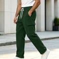 thumbnail image 6 of Husipze Mens Cargo Sweatpants Straight Leg Fleece Joggers Pants Elastic Drawstring Casual Loose Work Pants with Multiple Pockets Green 3XL, 6 of 10