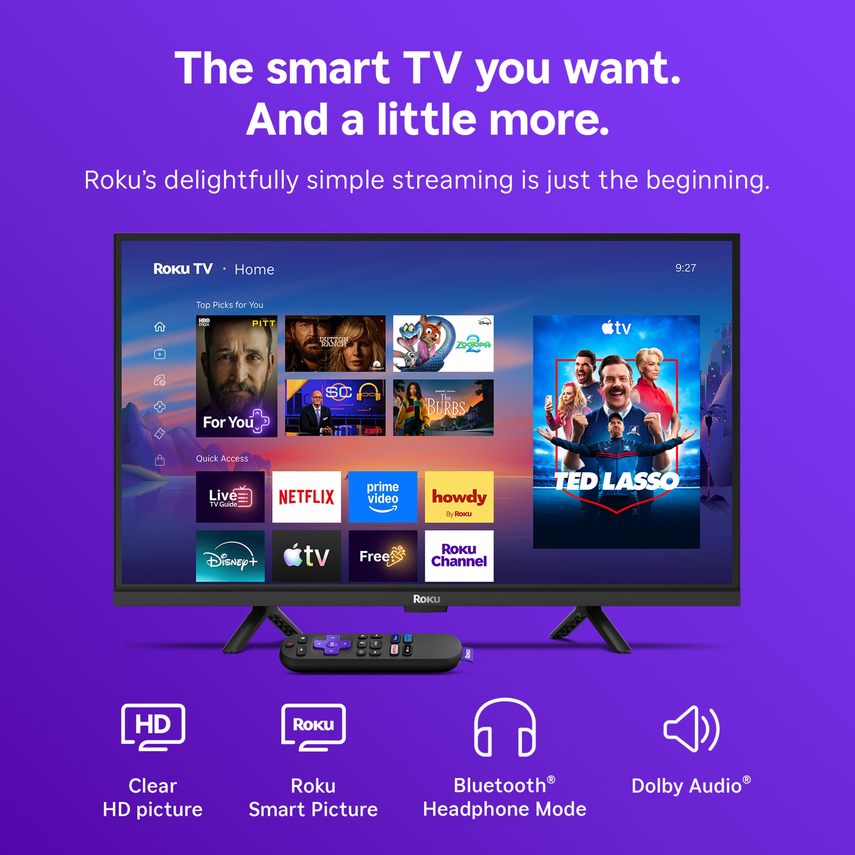 Roku Smart TV 2026 – 24-Inch Select Series, 720p HD TV – Roku TV with Voice Remote
