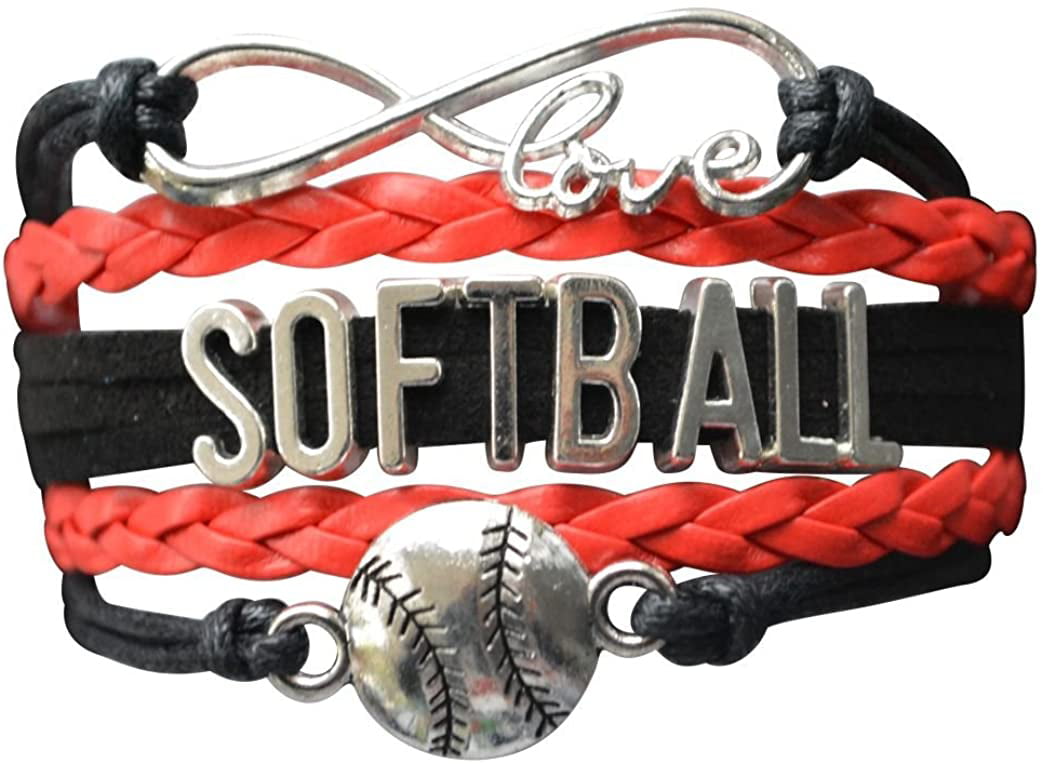 Softball Charm Bracelet Infinity Love Adjustable Softball Jewelry in Team Colors for Softball Players 