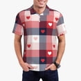 thumbnail image 3 of Rocae Heart Plaid for Men's Short Sleeve Polo Shirt, Quick Drying Performance Moisture Wicking Sports Men's Golf Shirt Medium, 3 of 9