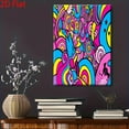 thumbnail image 3 of Modern Psychedelic Pink Blue Yellow Green Purple Magenta Turquoise Pop Art Wall Painting - 60s 70s Retro Inspired Wrapped Canvas Frame, Multicolor Swirl & joyful Face Design for ' Room, 3 of 5