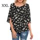 thumbnail image 3 of Qarigey Camisa de mujer Estampado de media manga Top Camisa de mujer Estampado de medio cuello Blusa informal Prendas para la parte del cuerpo flor blanca negra XXL, 3 of 5