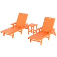 thumbnail image 1 of Bayport Outdoor 3PC HDPE Plastic Reclining Chaise Lounge/Table Set Orange, 1 of 7
