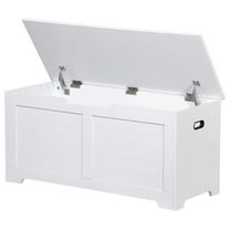 40 Inch Large Storage Chest, Wooden Storage Trunk w/2 Safety Hinges, Storage Ottoman, Shoe Bench,Modern Lift Top Chest Box Organizer w/Handles for Entryway,Living Room, Bedroom, White