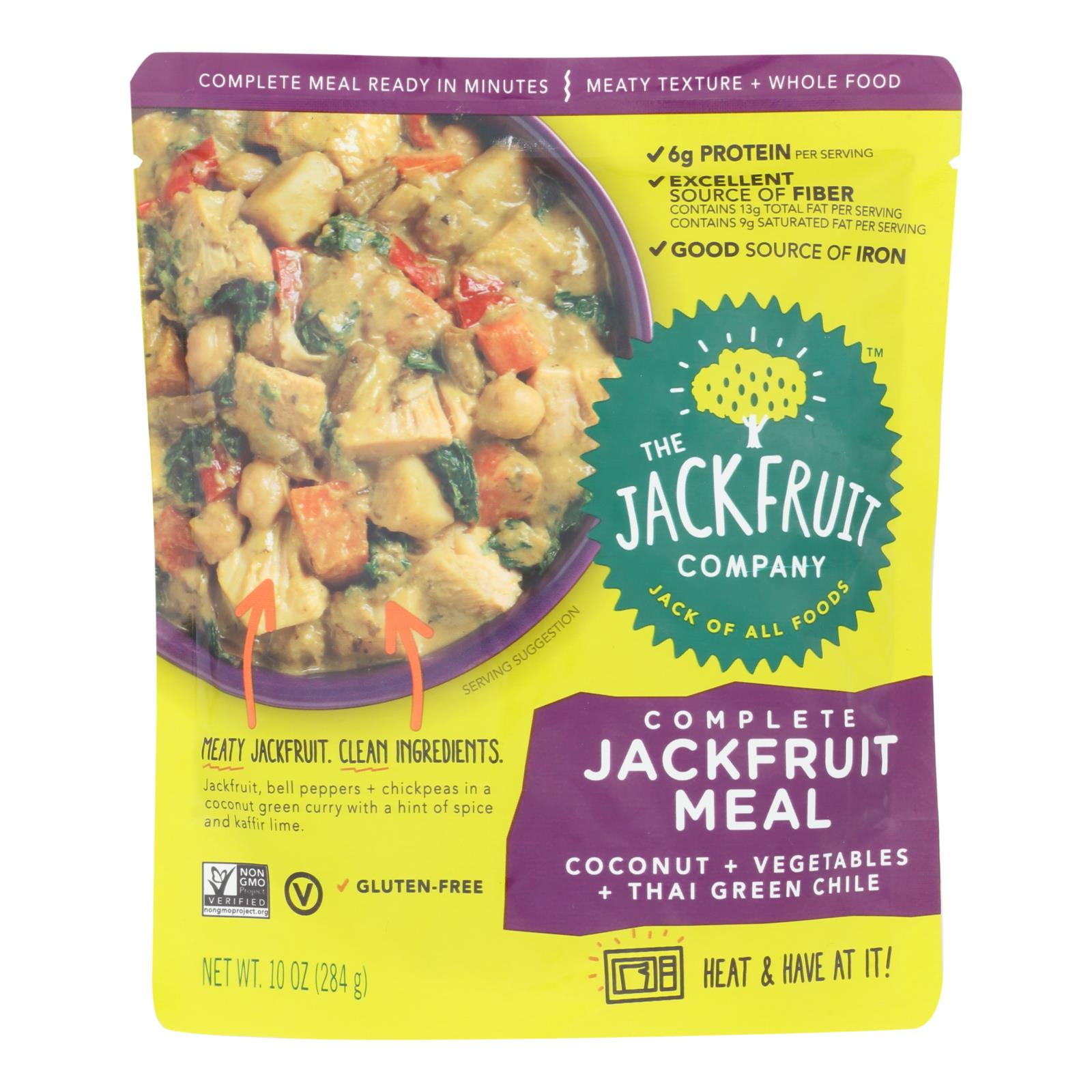 The Jackfruit Company - Complete Jackfruit Meal Coconut + Vegetables + Thai  Green Chile - 10 oz. - Walmart.com